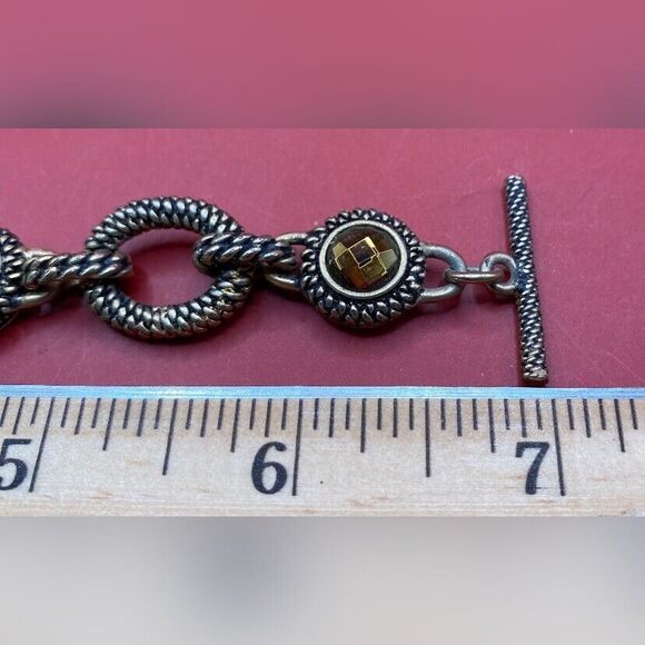 Vintage Women’s Bracelet Antique Gold Tone Multicolor Crystals Snake Rope 7” - Picture 4 of 4
